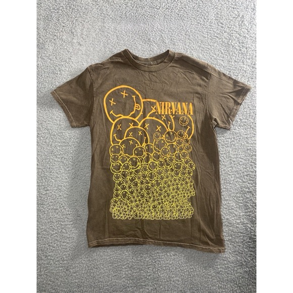 NIRVANA Official Licensed Smiley Face Pile Unisex Short Sleeve Shirt Men's Small - Picture 1 of 8